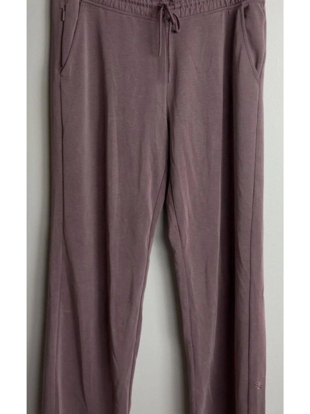 Athleta Lounge Pants Mauve Brown Size Large Drawstring Zipper Pockets Women’s